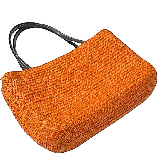 St John’s Bay Bag Authentic Vintage 90s Y2k Straw - Orange & Leather Handle - Picture 3 of 6